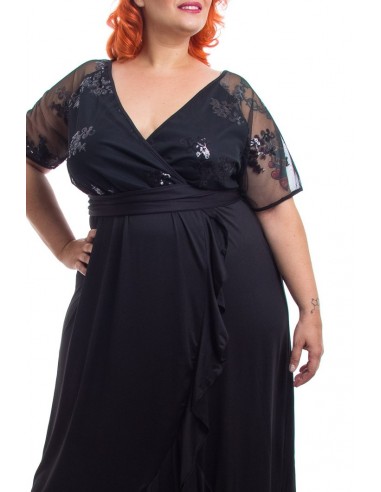 Vestido fiesta negro cruzado