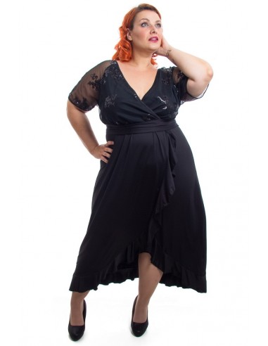 Vestido fiesta negro cruzado