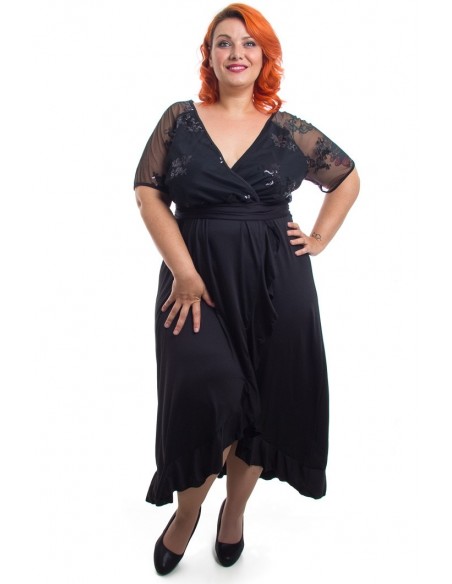 Vestido fiesta negro cruzado