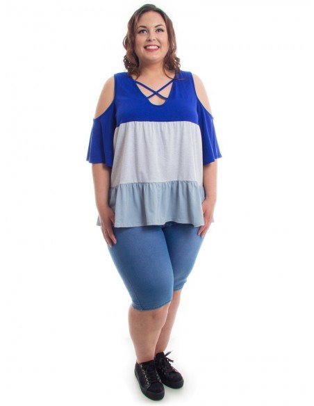 Camiseta franjas azul