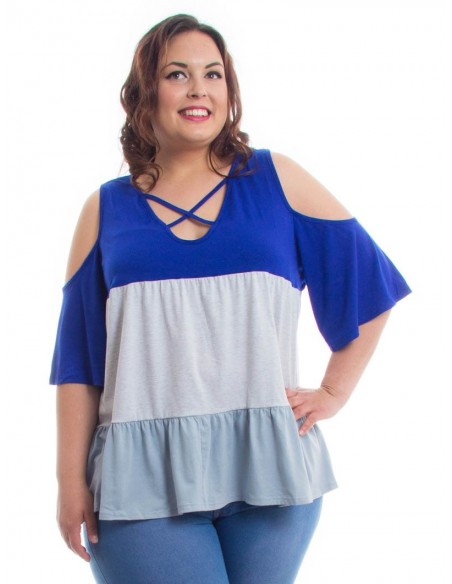 Camiseta franjas azul