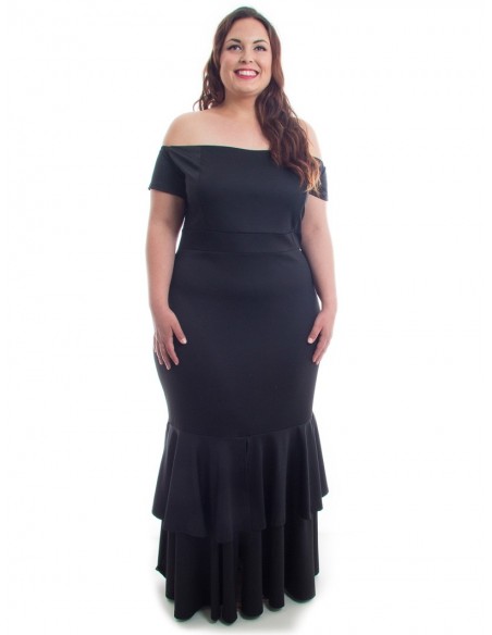 Vestido sirena volante negro