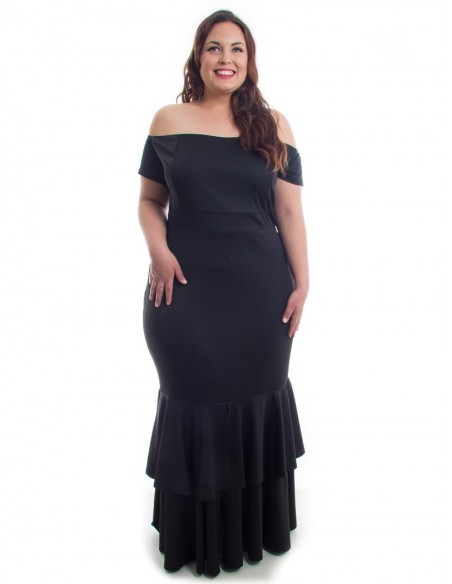 Vestido sirena volante negro