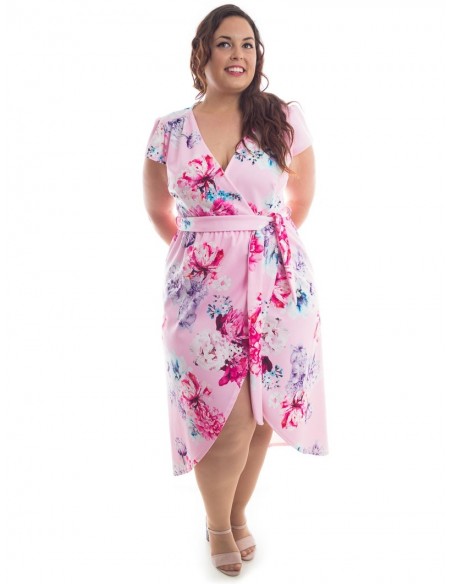 Vestido cruzado rosa