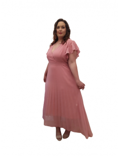 Vestido fiesta rosa empolvado 2