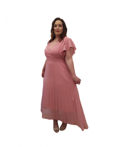 Vestido fiesta rosa empolvado