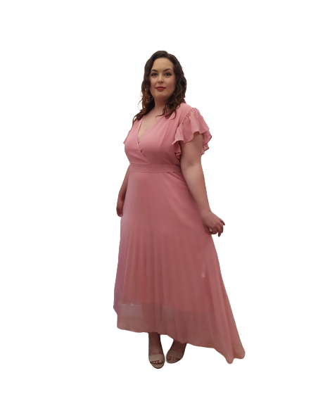 Vestido fiesta rosa empolvado