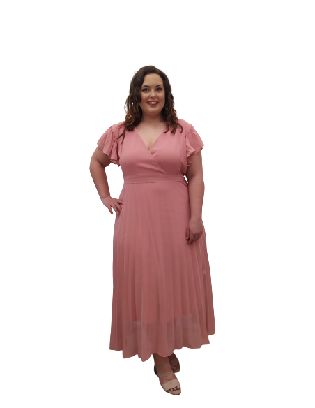 Vestido fiesta rosa empolvado